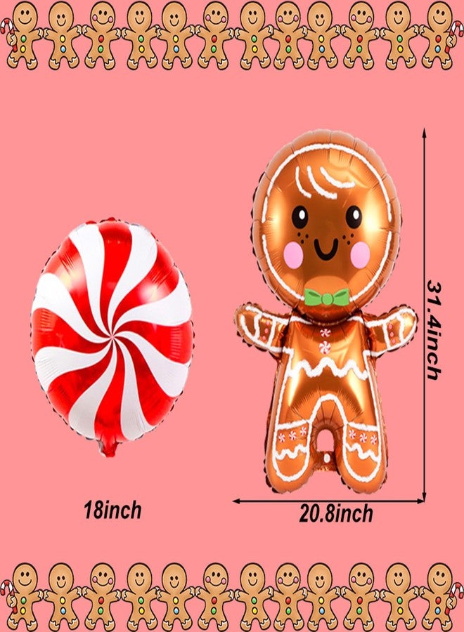 Tagberoy 11PCS Large Gingerbread and Candy Balloons Set - Red Foil Balloons for Christmas Party Decorations - Image 2